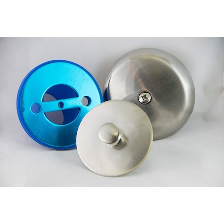 Bluevue BIG Size Overflow Gasket Kit W/ Oversized Drain Stopper, Brushed Nickel BIG-3OFS-KY-BN